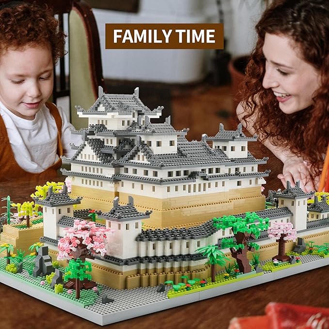 JXRLMB Japanese Micro Building Blocks Sets for Adults 10080 PCS Japan Himeji Castle with Cherry Blossoms Model Kit Big Architecture Landmarks Collection Kit