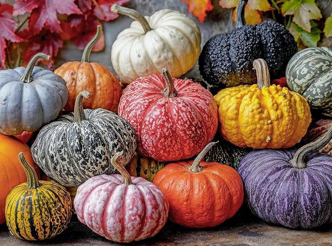 Cross & Glory - Harvest for The Table - 1000 Piece Jigsaw Puzzle for Adults | Colorful Pumpkins, Gourds & Autumn Leaves | Premium Quality Adult Puzzle