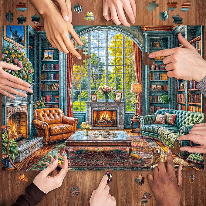 Warm Study Room Puzzles for Adults 1000 Piece, Jigsaw Puzzles for Adults, Adult Challenging Game Toys, Impossible Puzzle, Family Decoration Puzzle