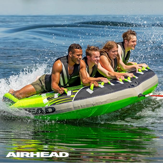 Airhead G-Force Towable Tube for Boating, 1-4 Rider Inflatable Boat Tube for Water Tubing, Heavy Duty Full Nylon Cover, Stabilizer Fins with Neoprene Knuckle Guards, Speed Safety Valve