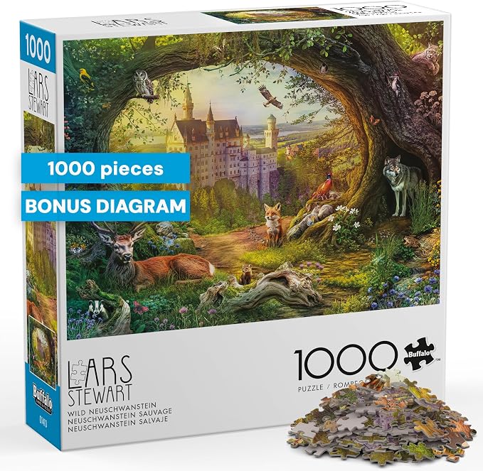 Buffalo Games – 1000 Piece Jigsaw Puzzle - Wild Neuschwanstein - Lars Stewart - Signature Collection Colorful Puzzle for Adults
