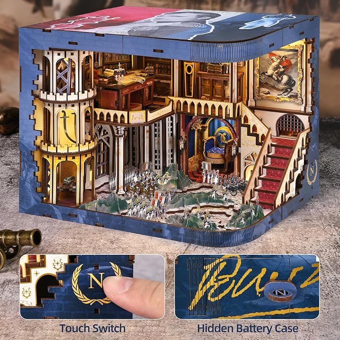 CCCDF Book Nook Kit - 3D Wooden Puzzle for Adults, Teens, DIY Miniature Dollhouse Kit Booknook Tiny House Bookshelf Decor, Gifts for Family, Friends (Napoleon)