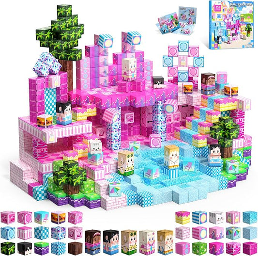 Magnetic Blocks for Girls, 100PCS 0.8inch Magnetic Building Blocks, Magnetic Cubes Sensory Toy for STEM Constructions Magnetic Blocks for Kids Ages 3 4 5 6 7 8 +, Girls Birthday Gifts