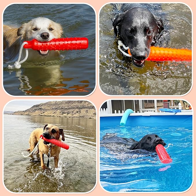 Dog Float Toy - Interactive Training Bumper & Fetching Retrieving Dog Water Toys Dummy Outdoor - Lightweight for Float on the Water Pool Fetch Rope Dog Toys for Small, Medium, Large Dogs