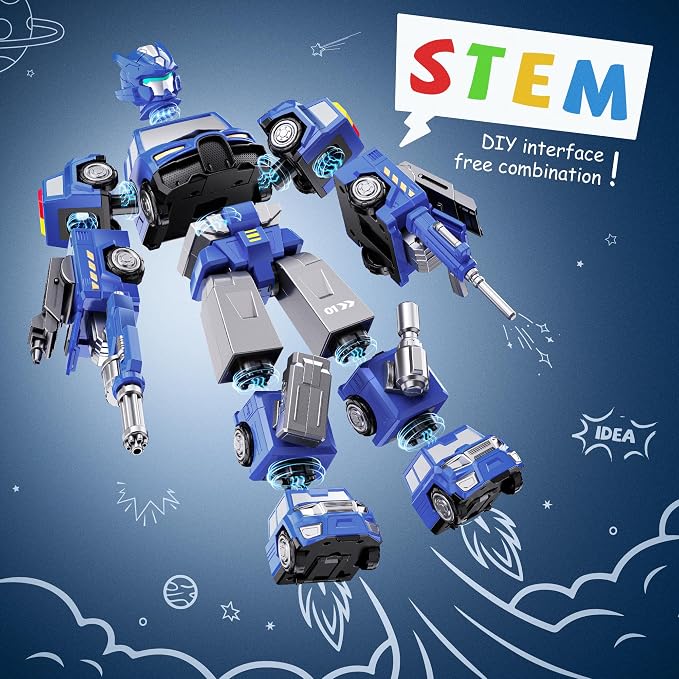 5-in-1 Transform Toys for Boys 4-6, Ideals Gifts for 3 4 5 Year Old Boys, Easy DIY Assembly, Toys for Boy, 3 4 5 6 Year Old Boy Birthday Gifts, 3 4 5 Year Old Boy Toys, Magnetic Robot Toys For Kids