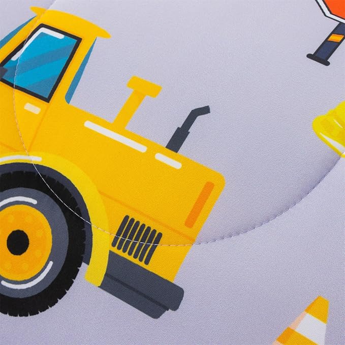 Holawakaka Construction Truck 5-Piece Full Bed-in-A-Bag Set, Boys Comforter & Sheet Set with Excavator & Tractor Print, Kids Bedding Collection, Machine Washable, Gift for Kids