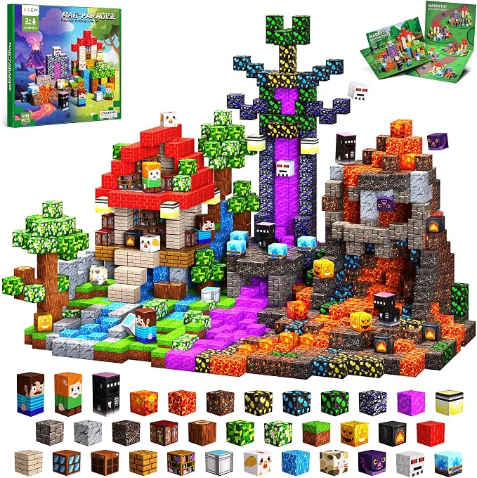 Magnetic Blocks for Kids, 100PCS 0.8inch Magnetic Building Blocks, Magnetic Cubes Sensory Toy for STEM Constructions Magnetic Blocks for Boys Girls Age 3+, Birthday Gifts Toy