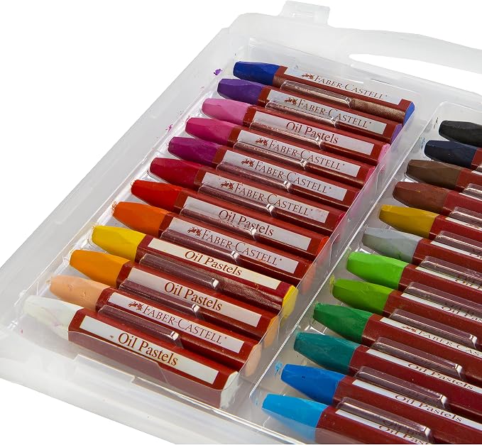 Faber-Castell Blendable Oil Pastels In Durable Storage Case | Back to School Favorites | 24 Vibrant Colors - Non-Toxic Pastels for Kids