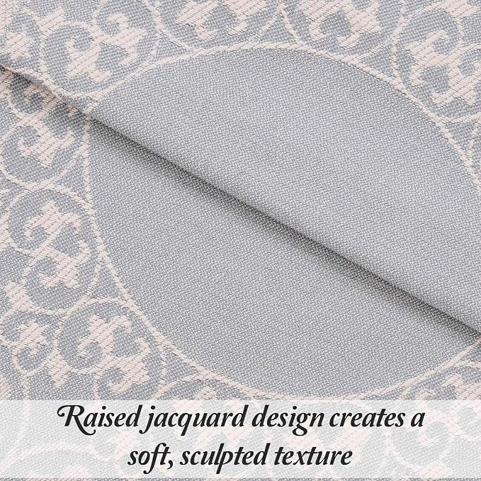 Superior Cotton Blend Bedspread Set, Includes 1 Tailored Bedspread and 1 Matching Pillow Sham, Lightweight Blanket, Bedding Decor, Jacquard Vintage Floral Mandala, Lyron Collection, Twin, Slate Blue
