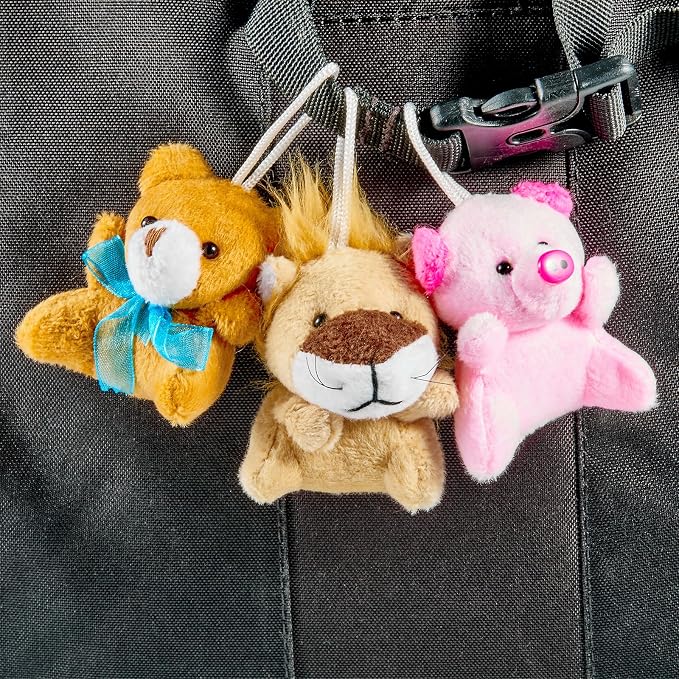 120 Pack Mini Animal Plush Toy Set,Stuffed Animal Party Favors,Keychain Decoration,Christmas Party Favors,Easter Egg Stuffer,Valentine Exchange Toy,Carnival Prize