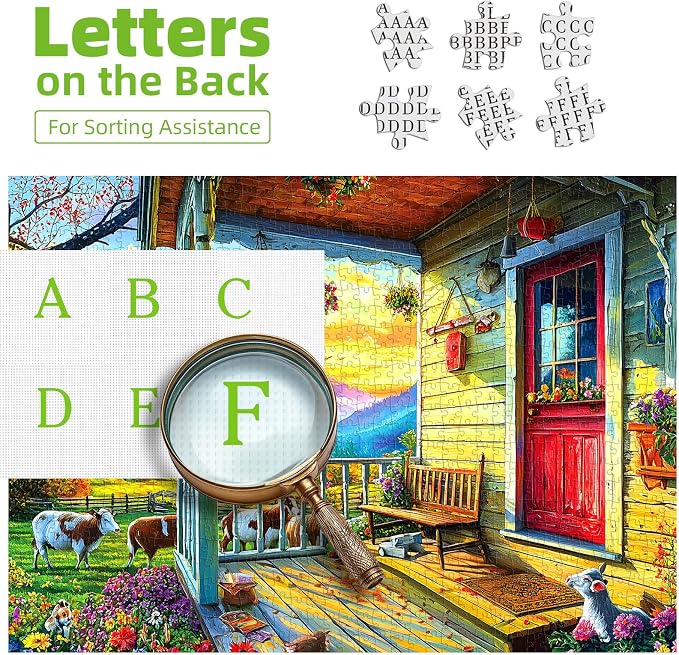 Puzzles for Adults 1000 Pieces, Country Life - Autumn Porch with Animals Puzzles for Adults, Mountain Scene Jigsaw Puzzle 1000 Pieces, Gift for Adult Jigsaw Puzzles Lovers, 27.5 x 19.7 inch
