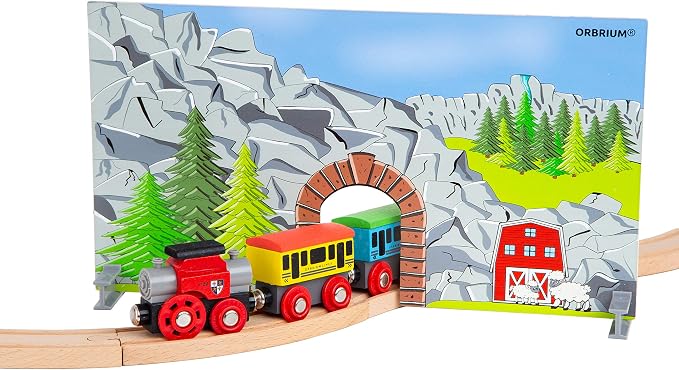 Wooden Train Set 12 PCS Magnetic Toy Train Cars with Storage Box Cover Tunnel Compatible with Thomas Brio Melissa and Doug Wooden Railway Toys for Grandkids Kids Toddlers Boys Girls (Pack of 2)
