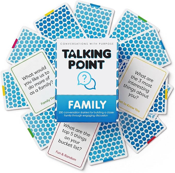 200 Family Conversation Cards for Kids & Adults - Put Down the Phones & Connect at the Dinner Table - Meaningful Questions to Get to Know Each Other - Game Night Gift for Christmas & Road Trips