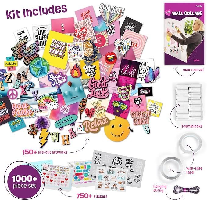 Pretty Me Wall Collage Kit for Teen & Tween Girls - Arts Craft Easter Gift Ideas for Age 11, 12,13, 14, 15, 16 Year Old Girl - Birthday Gifts for Teenage Bedroom Decor - Teens Creative Crafts Kits