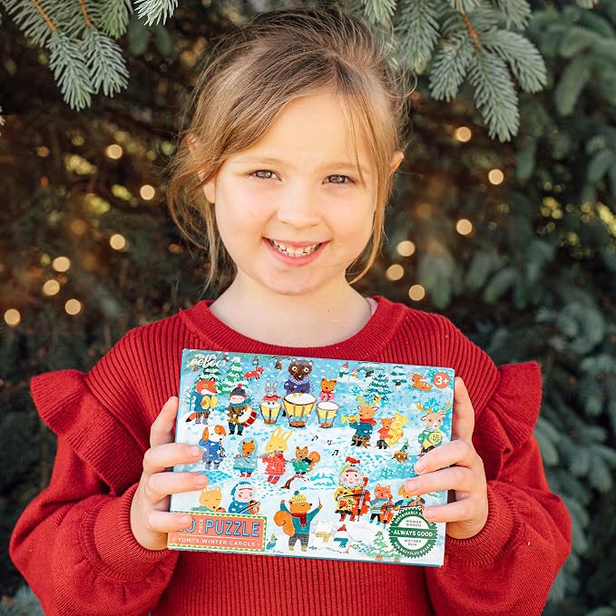 eeBoo 20 Piece Giant Floor Puzzle - Yumi's Winter Carols Children's Puzzle Holiday Themed, Large Pieces for Small Hands to Develop Motor Skills