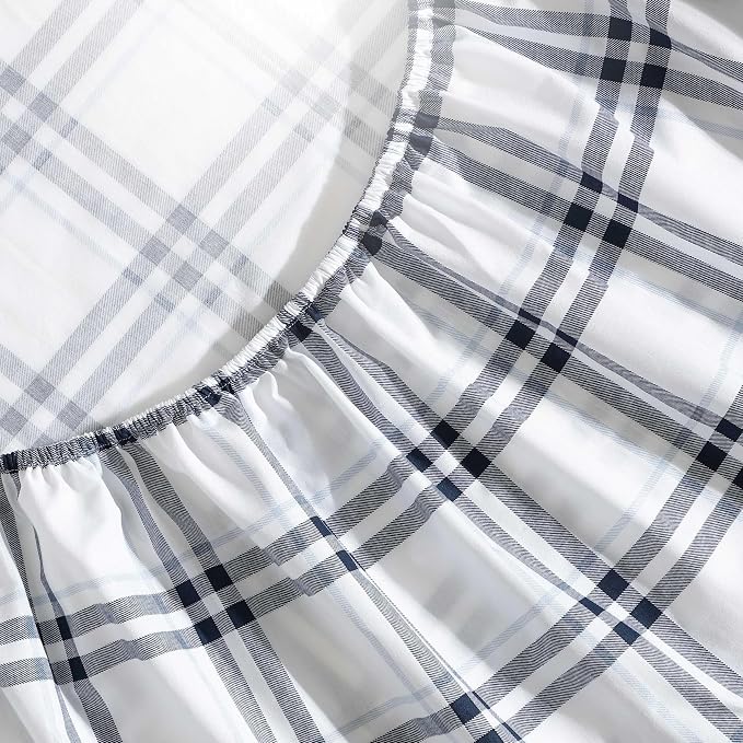 Nautica - Twin XL Bed Sheets, Lightweight Cotton Percale Bedding Set with Matching Pillowcase, Crisp & Cool, Dorm Essentials, Oeko-Tex Certified (Ryan Cove Plaid Blue)