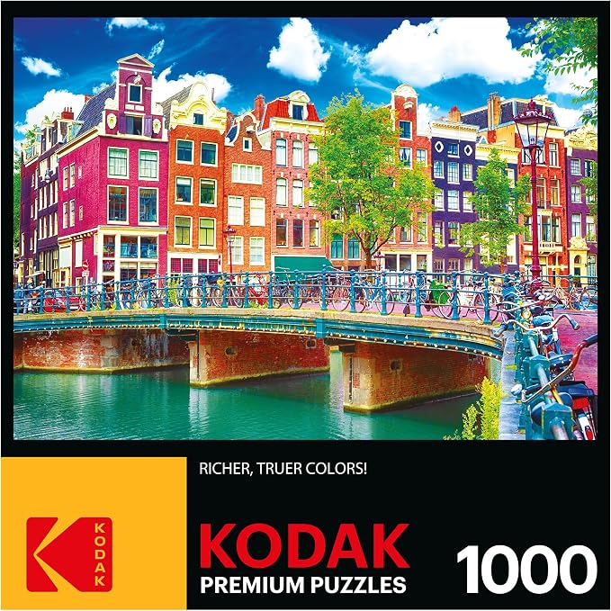 RoseArt - Kodak Premium - Colorful Waterfront Buildings, Amsterdam - 1000 Piece Jigsaw Puzzle for Adults