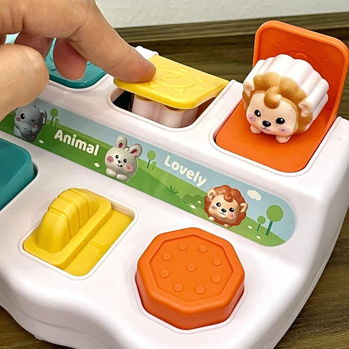 Cause-And-Effect Toys for Babies, educational toys for 1 year old, Developmental Toy With Buttons & Color Sorting Animal, toddlers 2-3, 18 Months kids Pop-Up toys, 6-12 months baby birthday gift.