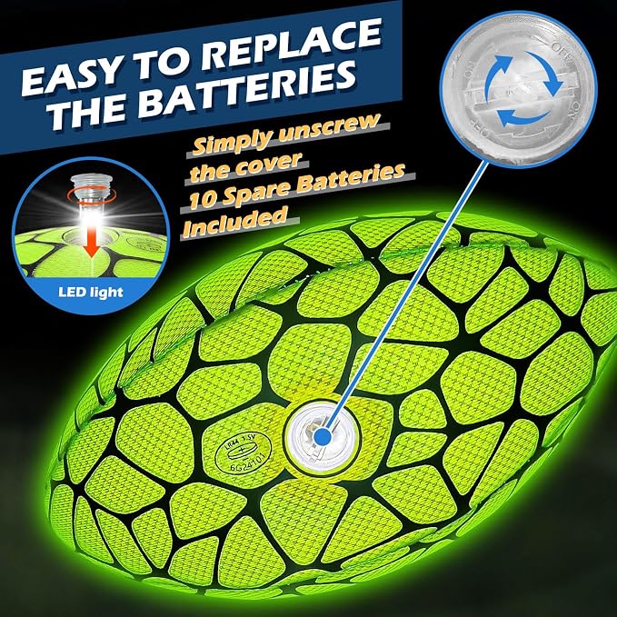 Jasonwell Glow in The Dark Football - Strong Grip Light Up Football Toy Stuff Gift Outdoor Sports Ball for Boys Kids Teen Junior Youth Adult Christmas Birthday Gifts for Ages 6-8 8-12 13+ Year Old