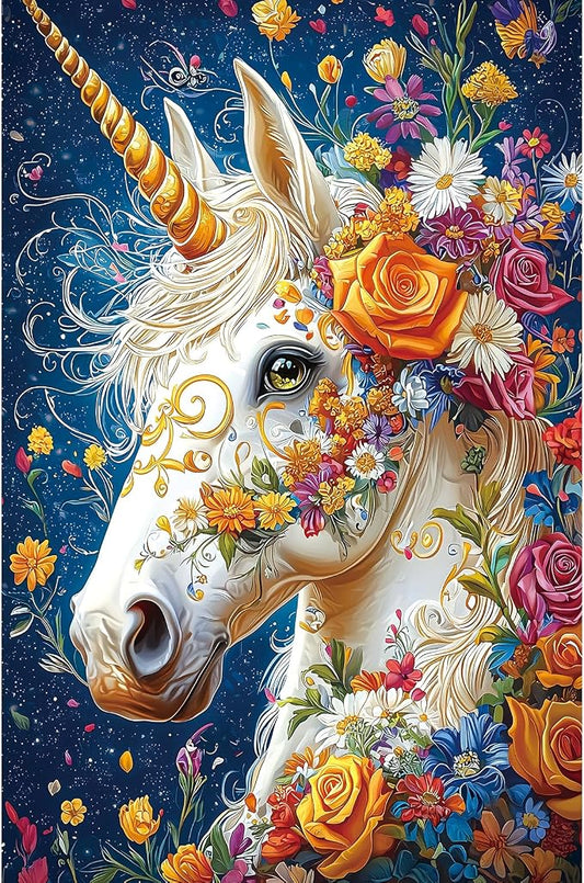Magical Unicorn Puzzle for Adults 500 Pieces Floral Fantasy Animal Enchanted Fairy Tale Art Jigsaw Puzzle with Letters on Back Perfect Challenging Game Night for Adults, Seniors & Family
