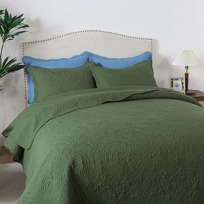 HoneiLife King Quilt Bedding Sets - 3 Piece Microfiber Quilt Sets Lightweight Bedspreads Reversible Coverlets Rustic Bed Cover Quilt King Size Fall/Winter Quilts