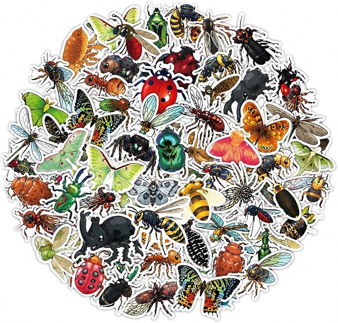 QTL Cute Insects Stickers for Teens Student, Bug Party Supplies, Waterproof Vinyl Stickers for Water Bottle Laptop, 110 Pcs