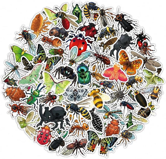 QTL Cute Insects Stickers for Teens Student, Bug Party Supplies, Waterproof Vinyl Stickers for Water Bottle Laptop, 110 Pcs
