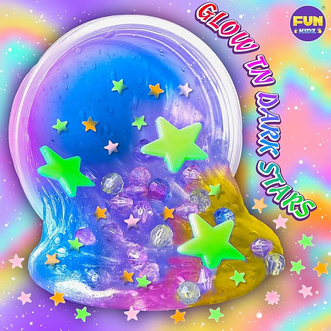 Toy Galaxy Slime Kit for Boys Girls 10-12, FunKidz Ultimate Metallic Slime Making Kit for Kids Ages 8-12 DIY Glow Galactic Globe Shape Fun Slime Gifts