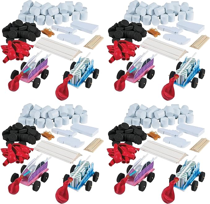 DIY Steam Car Kits - Makes 10 - STEM Educational and Science Activities for Kids (Pack of 4)