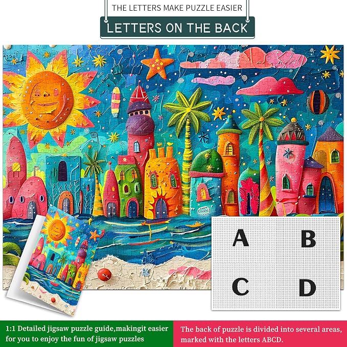 Sunny Beach Puzzles for Adults 1000 Piece, Jigsaw Puzzles for Adults, Adult Challenging Game Toys, Impossible Puzzle, Family Decoration Puzzle