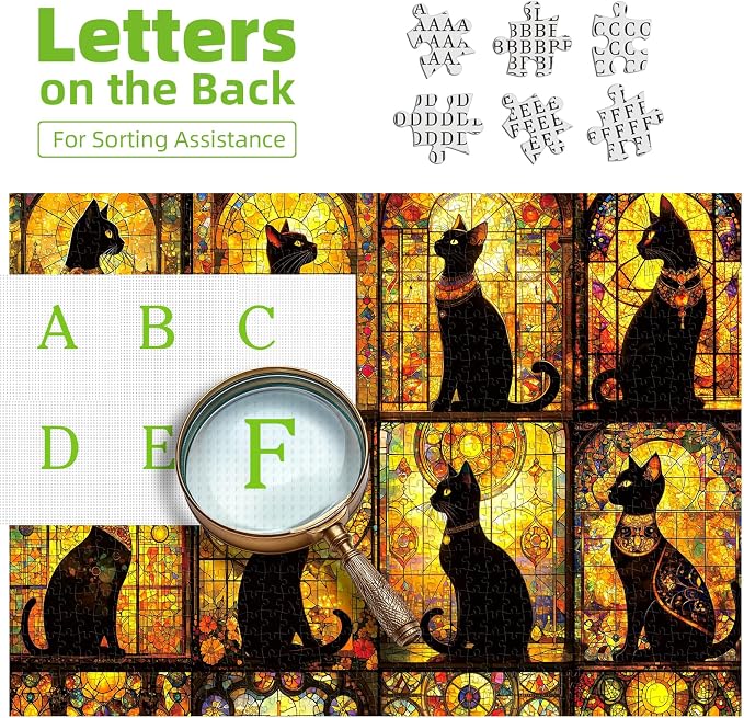 Black Cats 500 Piece Puzzles for Adults Clearance, for Halloween Birthday Party Challenge Games Family, 20" X 20" Dust Free Puzzles