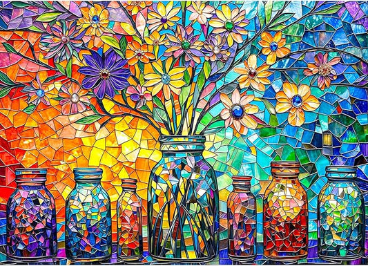 Stained Glass Puzzles Flower of Life Puzzles for Adults 1000 Piece, Jigsaw Puzzles for Adults, Adult Challenging Game Toys, Impossible Puzzle, Family Decoration Puzzle