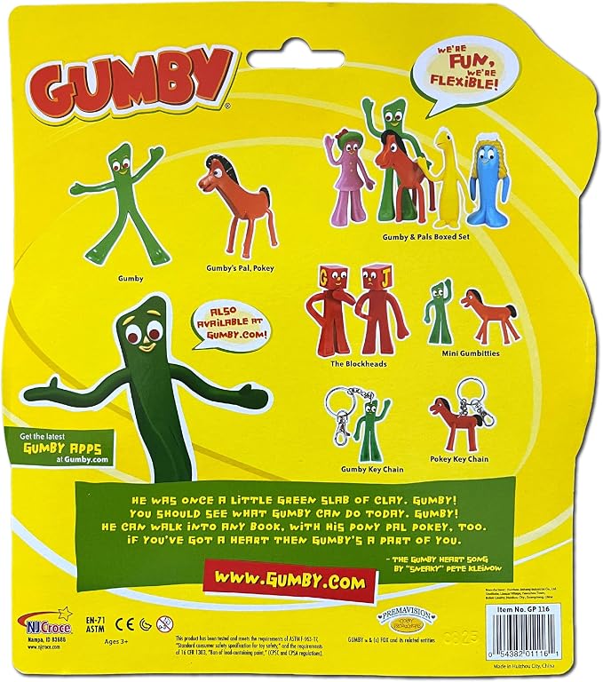 NJ Croce Gumby & Pokey 6" Bendable & Posable Figure Pair Fun Retro Toy for All Ages 3 and Up
