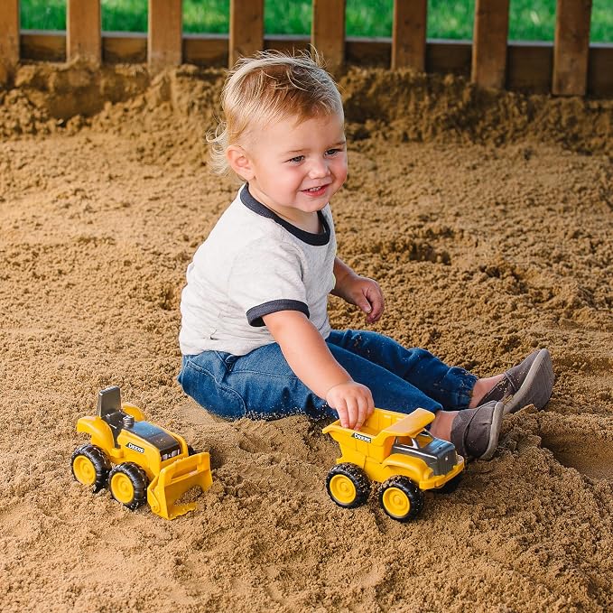 TOMY John Deere Vehicle Set - Includes Dump Truck Toy and Tractor Toy with Loader - Kids Construction and Outdoor Toys - 2 Count - Ages 18 Months and Up