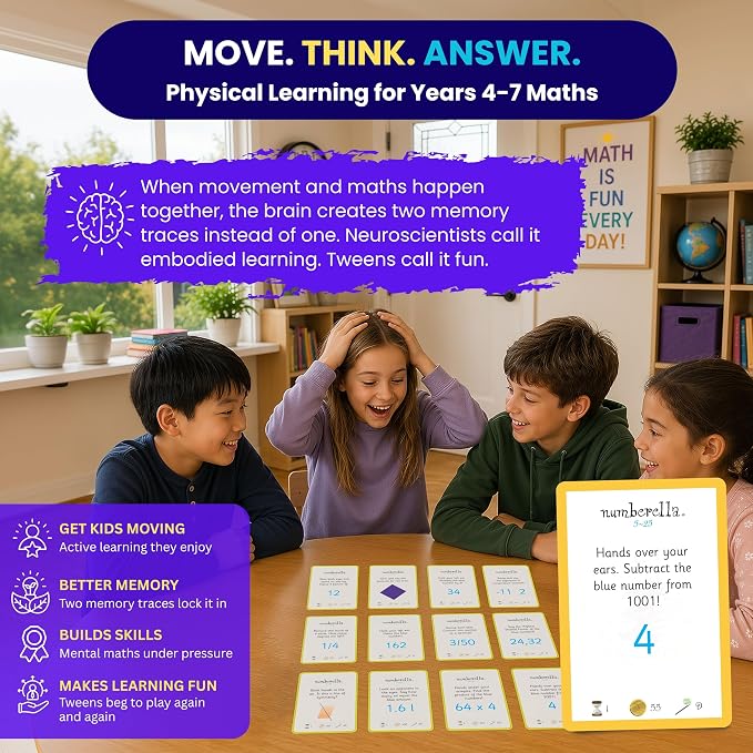 Numberella Deluxe Math Card Game – Level 2 | Ages 10–13, Grades 5–7 | Fractions, Decimals & Percentages | Award-Winning STEM Board Game | 432 Questions, 6 Card Types | 2–5 Players