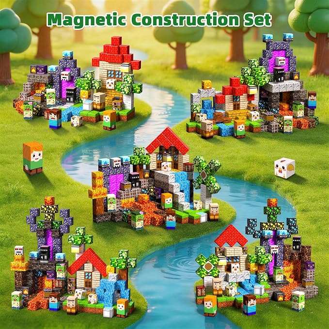 200PCS Magnetic Blocks, Magnetic Building Cube Set for Kids Ages 3+, Constructions STEM Stacking Tiles Toy Building Birthday Gifts for Boys Girls