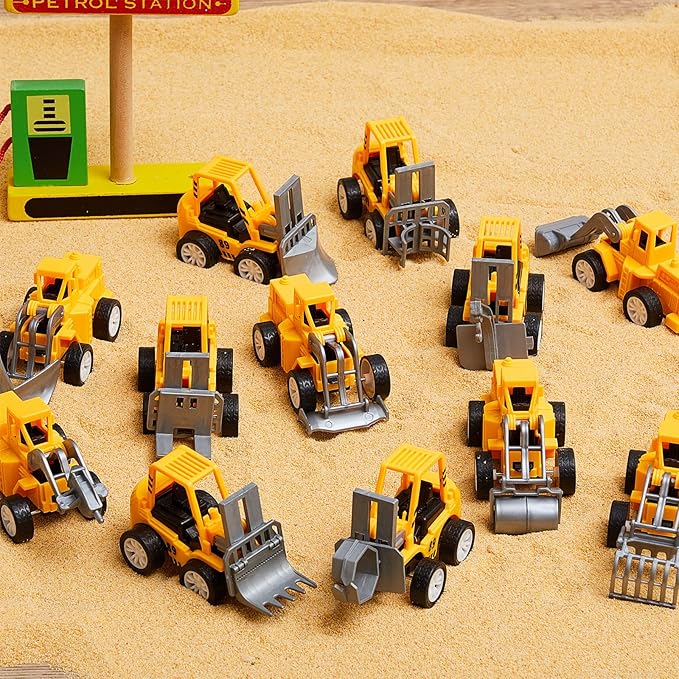 6 Pcs Construction Party Favors for Boys, Mini Construction Vehicles Children's Day Gift, Mini Pull Back Cars Excavator Toys Small Trucks Bulk for Kids Girls Birthday Cake Toppers (Hauler Set)