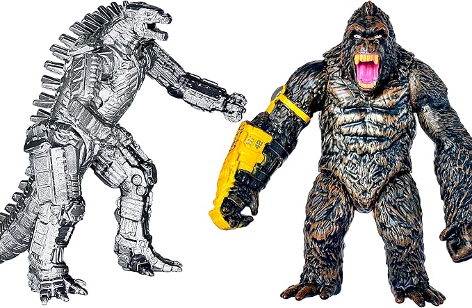 TwCare Set of 2 Mecha Monster Figure King of The Monsters vs King Kong Toys, Movable Joints Action Movie Series Soft Vinyl Toy Figures, Travel Bag Brand