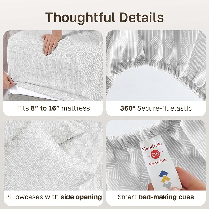 California Design Den Soft Full Size 100% Cotton Sheet Sets, 400 TC Good Housekeeping Award Winner, Smooth Sateen Finish with Deep Pockets, Cozy & Durable Full Bedding Set - Crosshatch Taupish - Sage