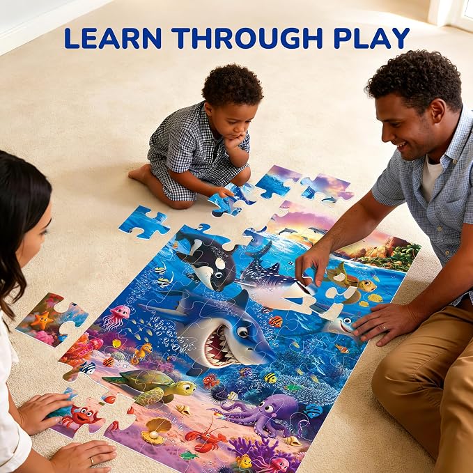 BenBen Floor Puzzles for Kids, 48 Piece 2 x 3 feet Underwater Ocean Puzzles for Kids Ages 4-6, Large Jigsaw Puzzles for Toddlers, Birthday Gift for Girls Boys