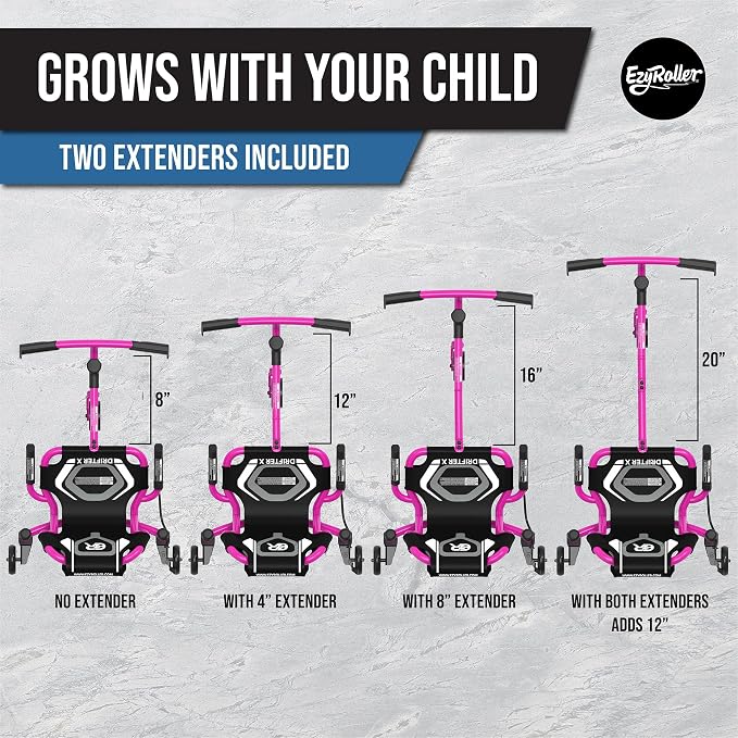 EzyRoller Drifter X Ride On Toy for Kids, Ages 4-12, Up to 154 lbs - Pink