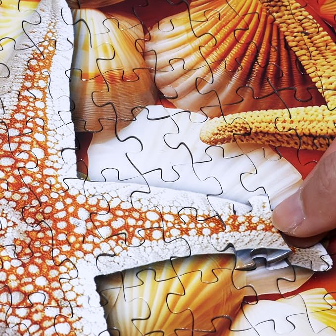Think2Master Colorful Rainbow of Starfish & Seashells 1000 Pieces Large Format Jigsaw Puzzle for Kids 13+, Teens, Adults & Families. Beautiful Vibrant Illustration Artwork Size: 26.8” X 18.9”