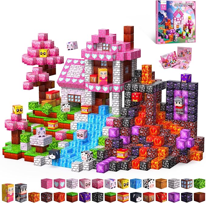 Magnetic Blocks for Girls, 100PCS 0.8inch Magnetic Building Blocks, Magnetic Cubes Sensory Toy for STEM Constructions Magnetic Blocks for Kids Ages 3 4 5 6 7 8 +, Girls Birthday Gifts