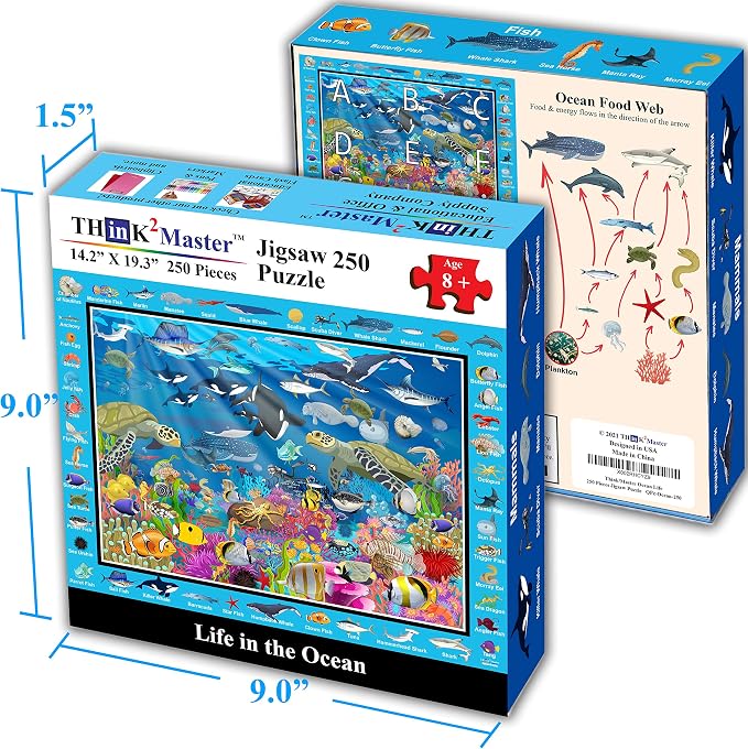 Think2Master Ocean Life 250 Pieces Jigsaw Puzzle. Great Gift Item. 14.2” X 19.3”