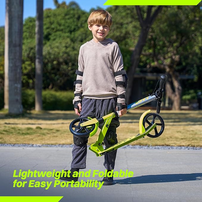 JOVA ZIFFY Scooter for Kids with Hand Brake, Foldable Kick Scooter for Ages 6-12, Lightweight Scooter for Boys with 4 Adjustable Heights, ABEC9 Bearings, Supports Up to 220 lbs