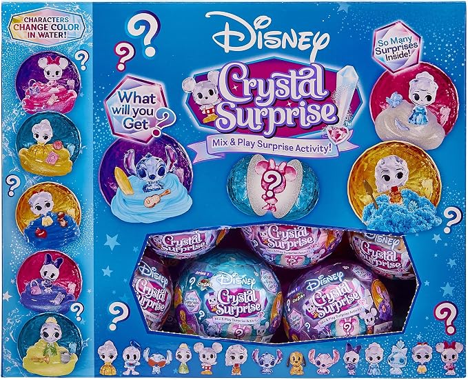 Cra-Z-Art Disney Crystal Surprise Series 1, Mini Collectible Crystal Figures with Activity Compound, Collectible Blind Bag Inspired Figures, Kids Toys for Ages 3 and Up (Pack of 2)