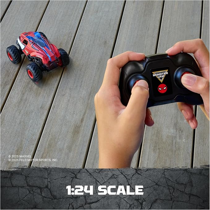 Monster Jam, Marvel The Amazing Spider-Man RC Monster Truck, 1:24 Scale, Kids Toys for Boys and Girls Ages 4 and up