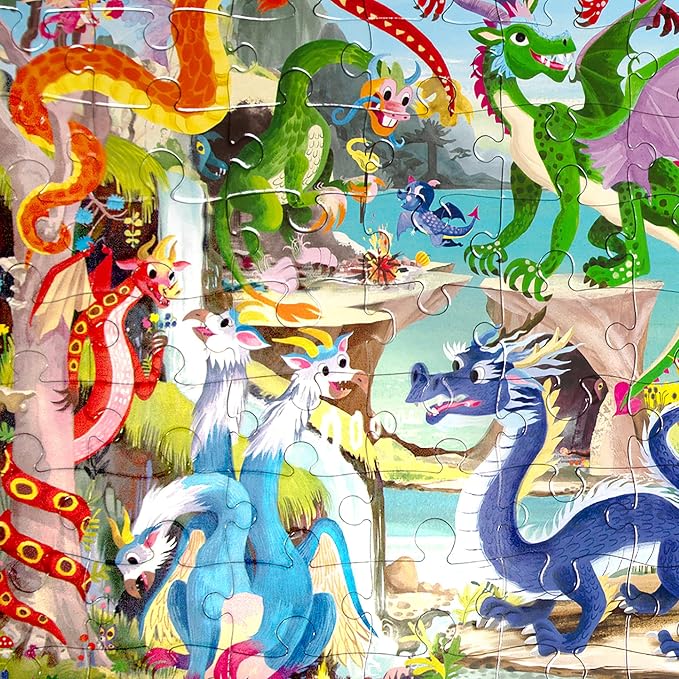 eeBoo 100 Piece Puzzle for Kids - Love of Dragons Children's Puzzle Dragon Themed, Large Pieces for Small Hands to Develop Motor Skills
