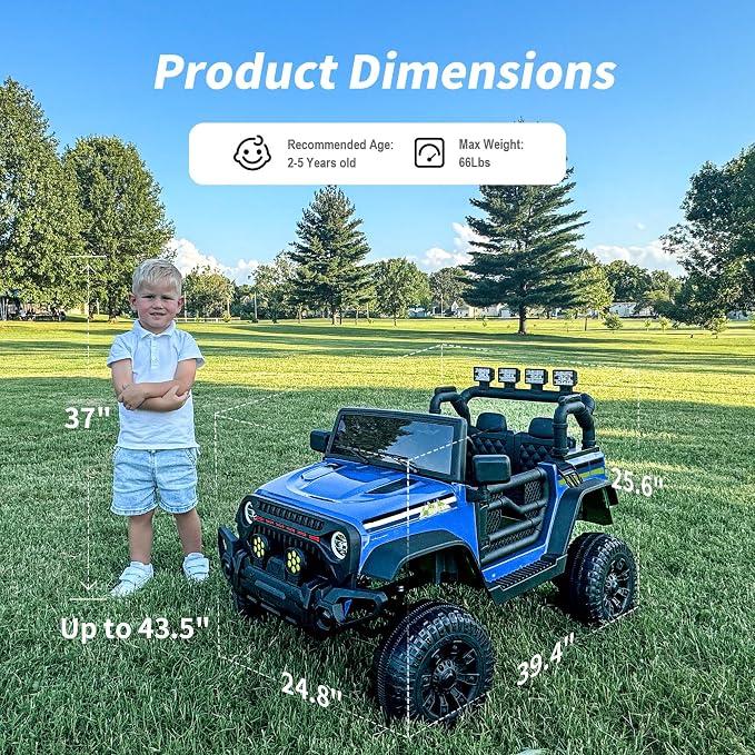 Hikiddo 24V Kids Ride on Car, Kids Electric Vehicles Car Ride on Toy Truck for Toddlers 3-5 w/Remote Control, 400W Motor - Blue