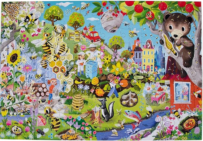 eeBoo 100 Piece Puzzle for Kids - Love of Bees Children's Puzzle Pollinator Themed, Large Pieces for Small Hands to Develop Motor Skills
